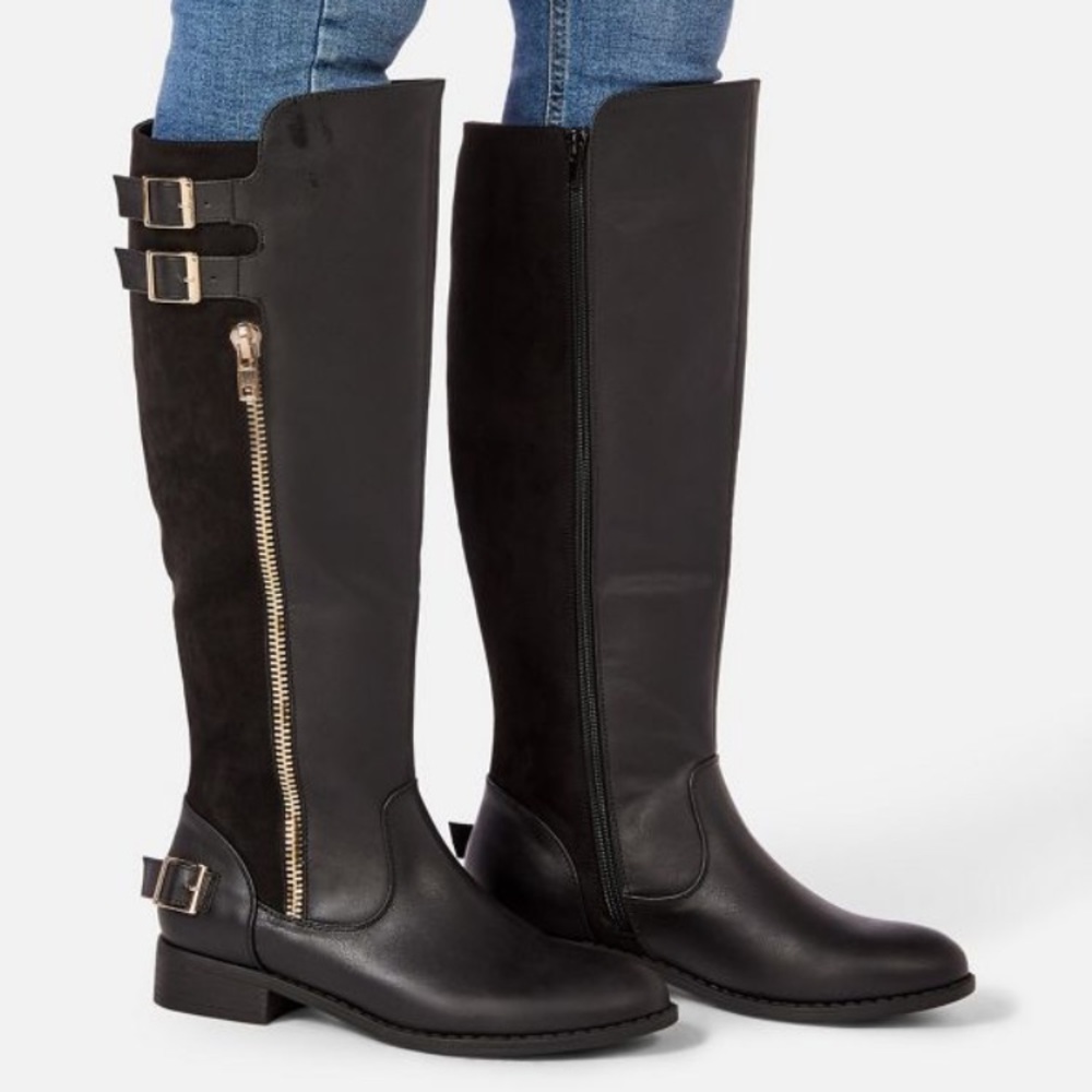 Justfab riding boot faux leather and suede